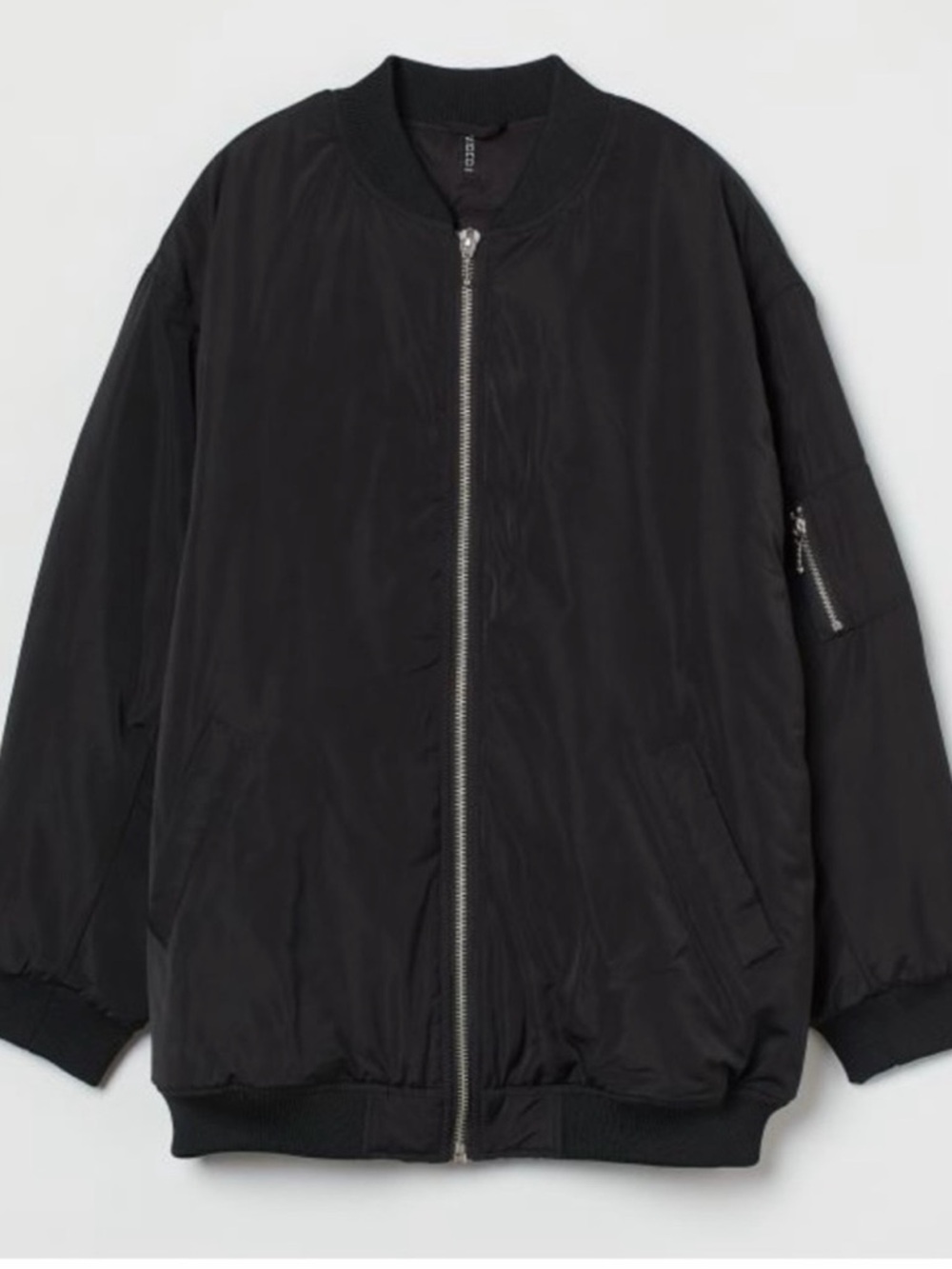 H&M Black Puffer Bomber Jacket with Zip